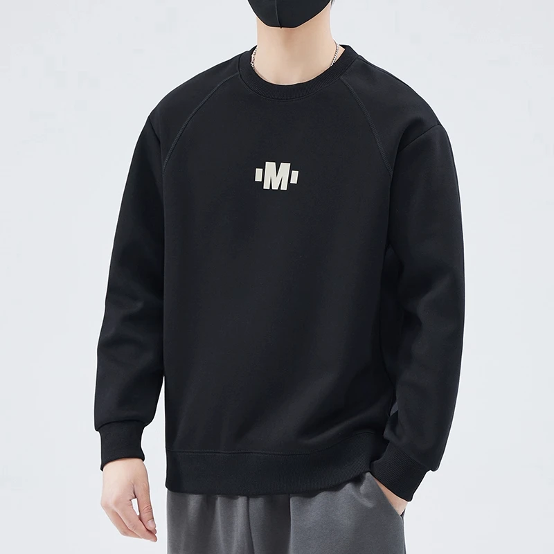 RSRDDY圆领卫衣男款春秋季2025厚款宽松潮流休闲加绒打底衫男士