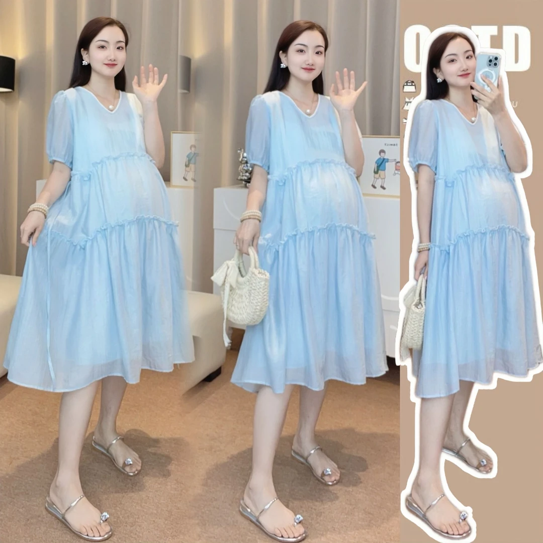 【橙子】孕妇装2025夏季甜美清新小个子宽松显瘦孕妇连衣裙孕妇裙