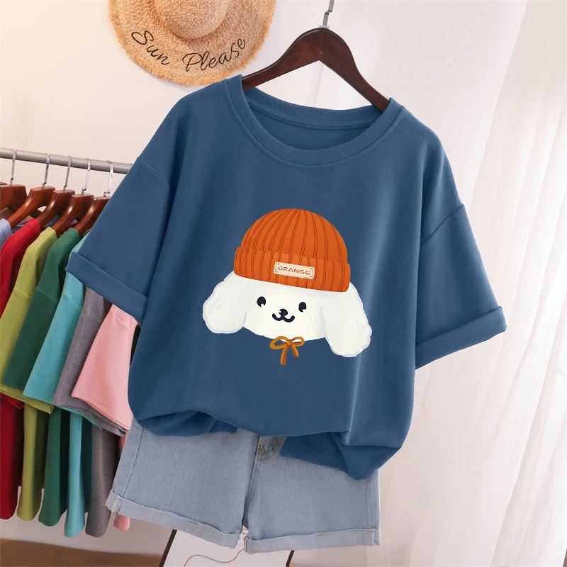 大码oversize宽松胖mm纯棉圆领短袖t恤女装设计感小众显瘦上衣服