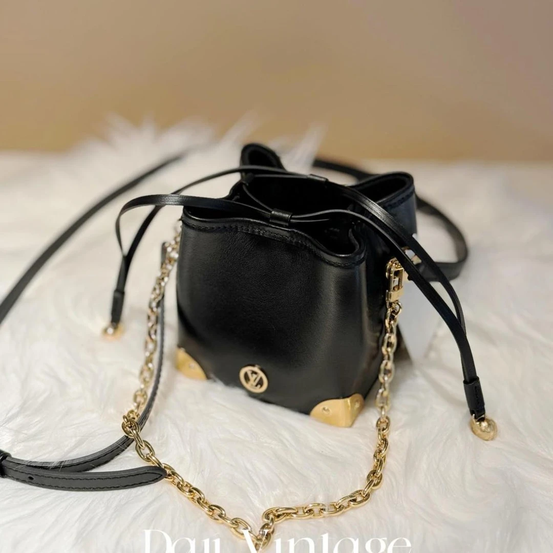 大吉中古/LV路易威登黑金金珠水桶斜挎单肩包