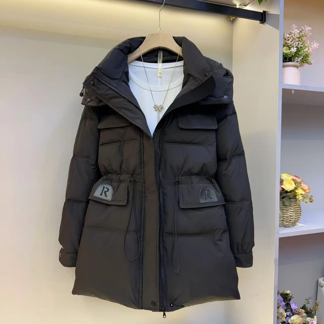 韩版时尚女中长款加厚收腰显瘦冬季保暖气质外套