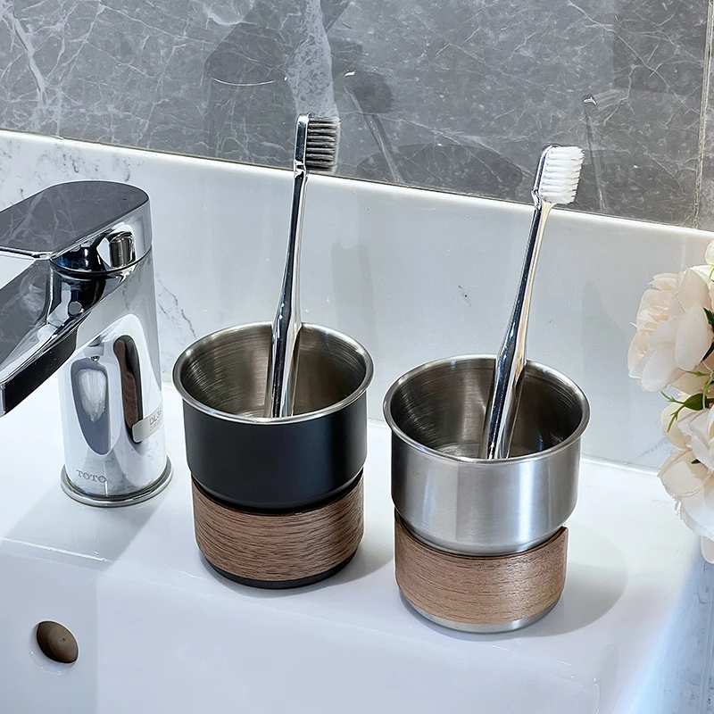 致范轻奢漱口杯304不锈钢防霉防摔情侣牙刷杯卫生间牙缸洗漱杯子