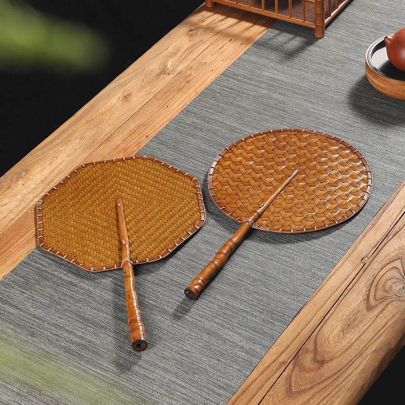 手工大漆竹编扇子罗汉竹柄夏季纳凉蒲扇工艺扇复古中式腰扇青蓖扇