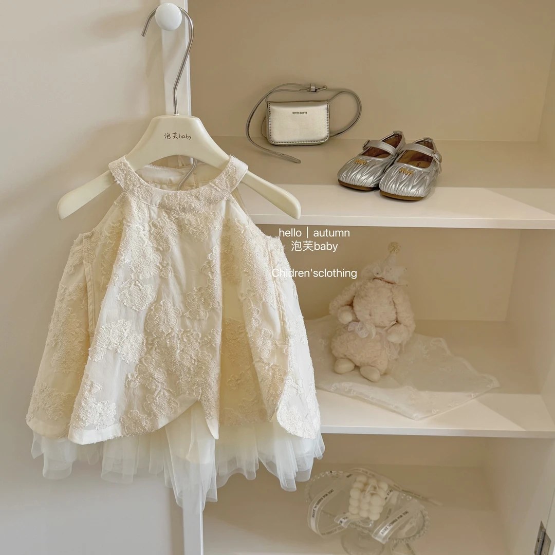 【现】【泡芙baby】设计感女童无袖连衣裙2025春夏女宝花朵公主裙