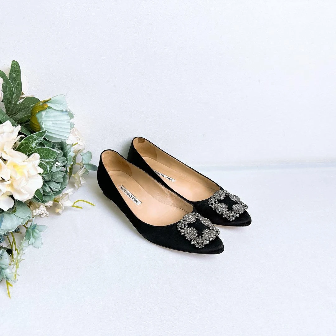 95新/Manolo Blahnik/莫罗·伯拉尼克/平底鞋/38.5码/Xspa6648