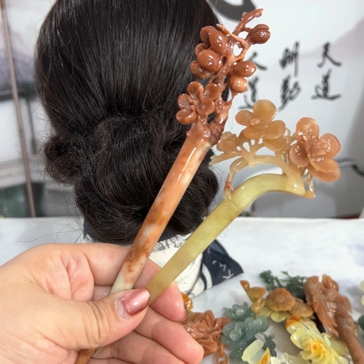 定制蛇纹石玉亦*?毛货发饰