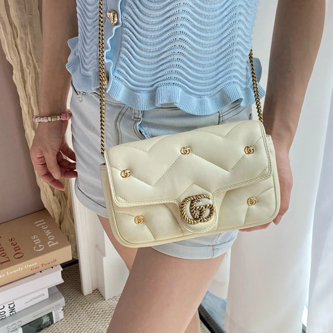 95新 GUCCI/古驰 gucci奶白色马蒙泡芙包