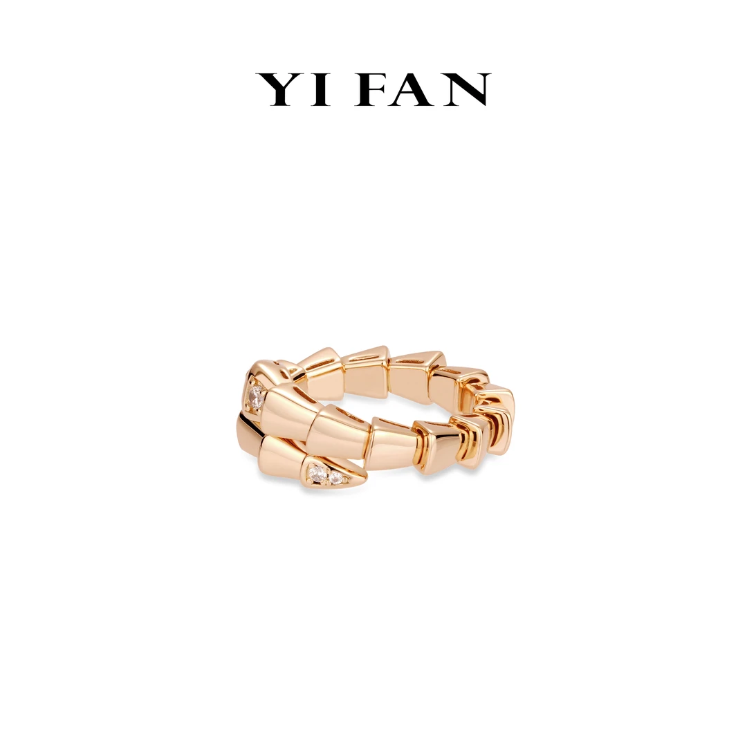 925银合成锆石戒指 10078-玫金色灵蛇百搭戒指