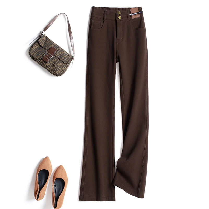 百搭显瘦微喇裤女2025春秋新款高腰时尚气质弹力舒适加厚喇叭裤子