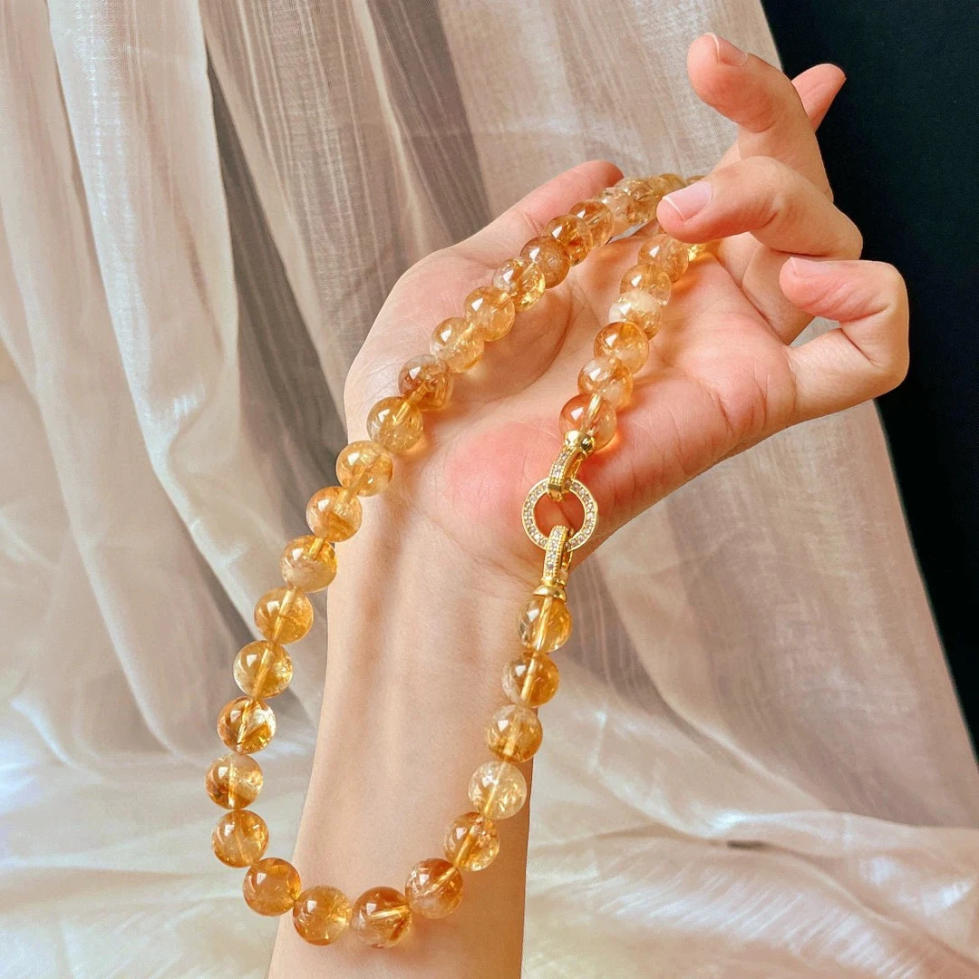 天然黄塔晶黄水晶项链