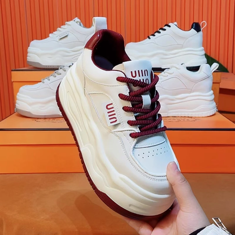 增高8CM小白鞋2025春夏新款百搭厚底休闲运动松糕板鞋透气单鞋女