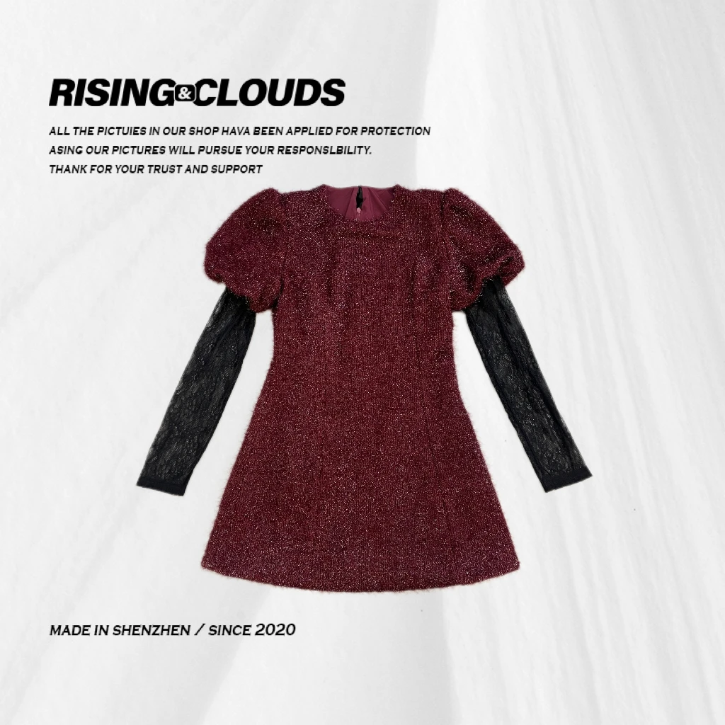 RISING&CLOUDS莎莎【恍惚】穿搭时尚2025春季纱袖连衣裙120526