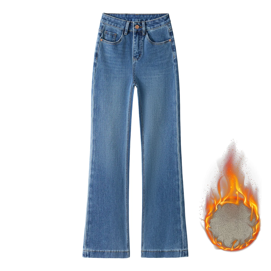 （上新）梦幻蓝高腰直筒微喇百搭女士女款牛仔裤裤子爆款新款洋气