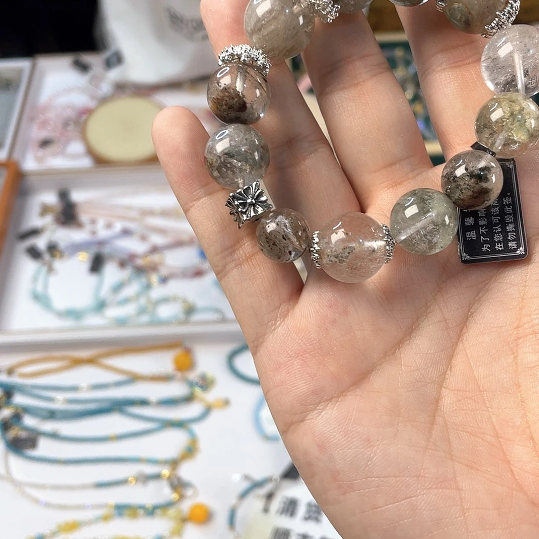 水晶手链银S925镀金镶嵌