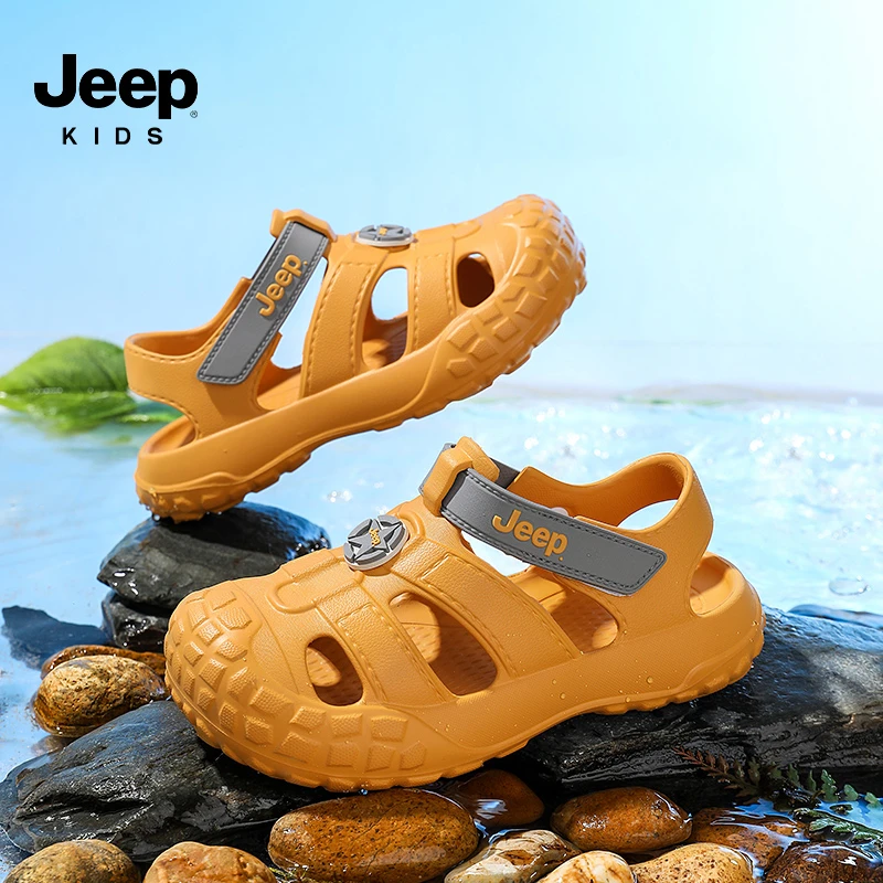 jeep儿童凉鞋男童2025新款夏季户外防滑涉水溯溪鞋女童软底洞洞鞋
