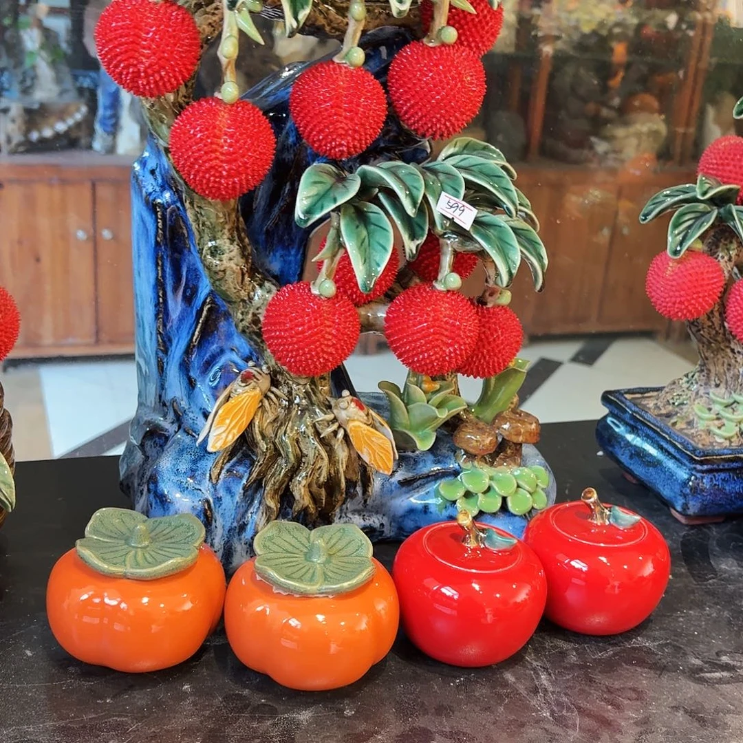 陶瓷十果荔枝柿子2苹果2