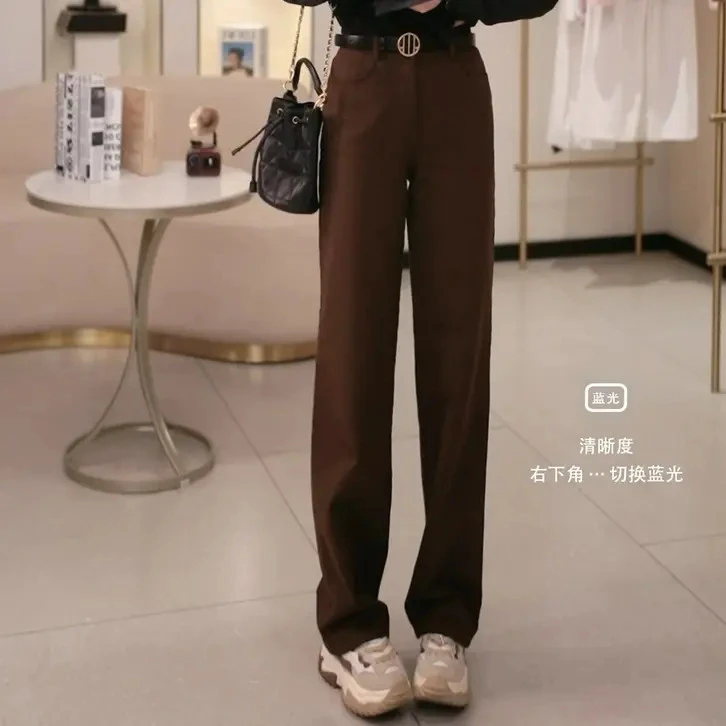 阿玛施AMASS 新款高腰显瘦休闲百搭品质窄直筒香蕉牛仔裤5100588