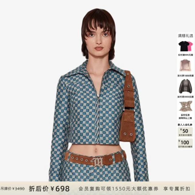 【ENG】MISBHV JACQUARD CANVAS MONOGRAM CROPPED 蓝色短外套