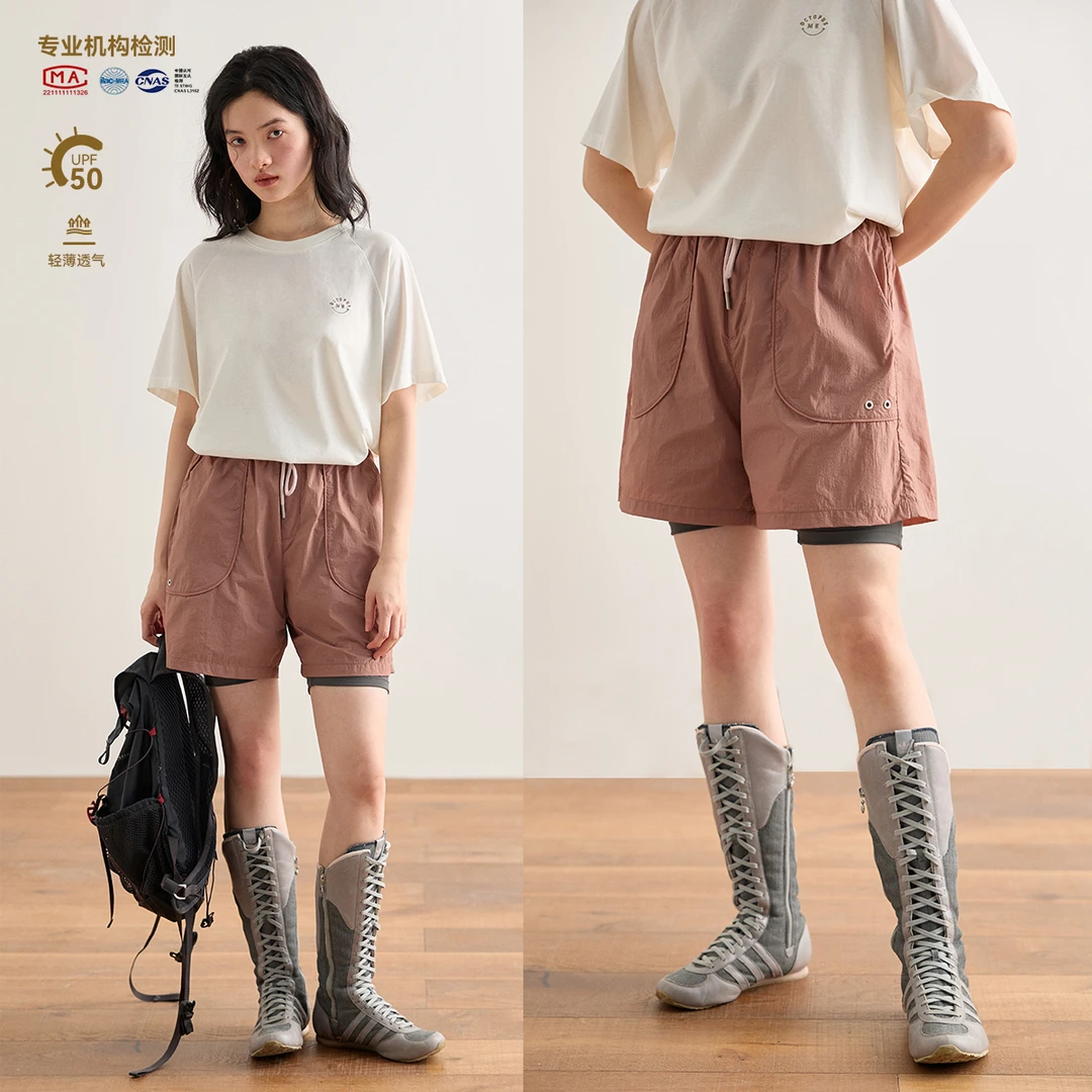 章鱼家【百搭休闲】短裤女夏季薄款抽绳速干运动中裤五分裤octopusm