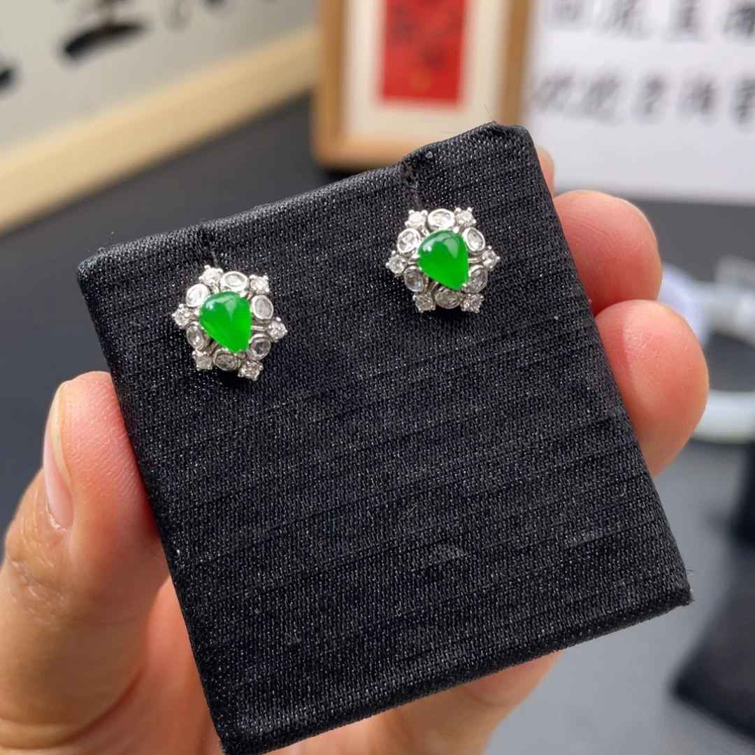 翡翠18K金镶嵌耳饰（上新）