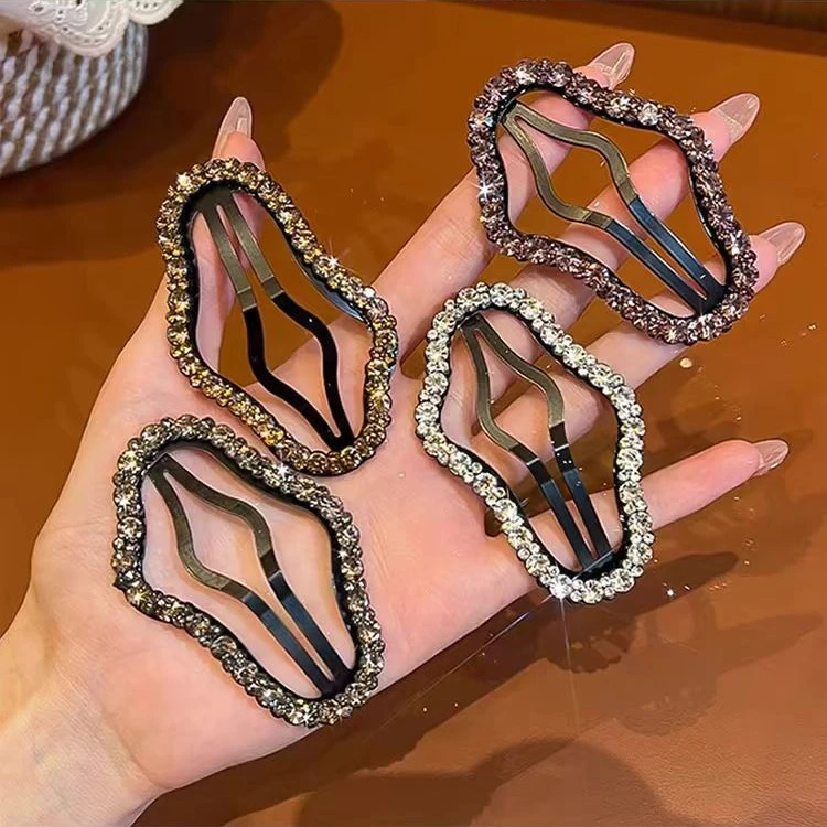 2025韩版新款云朵发夹侧边碎发夹镂空发卡后脑勺水钻bb夹气质网红