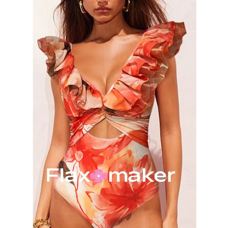 Flaxmaker·【沙的礼物】可外穿时尚楼空修身温泉海滩度假裙式泳衣