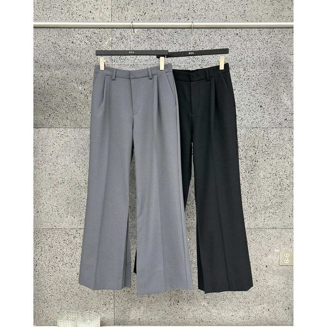 JIANGCHEN/春夏高腰TR阔感微喇明线设计宽松休闲西裤