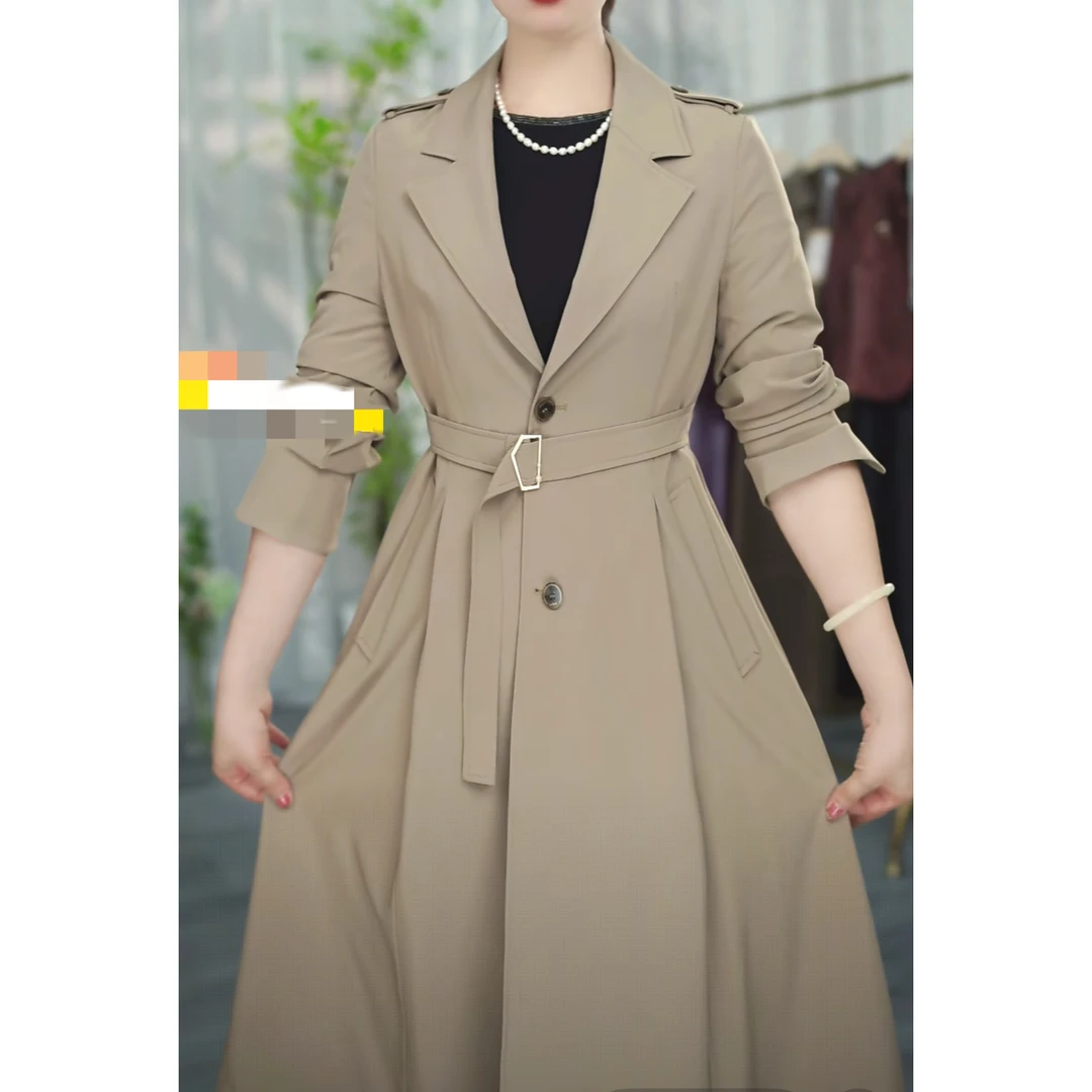 【SY394】2025秋季新款女装韩版时尚长款气质风衣外套