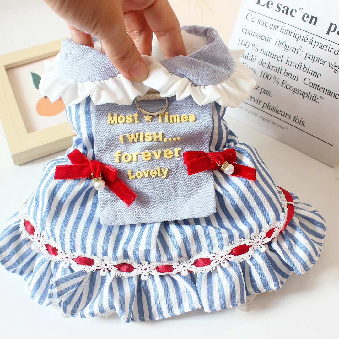 宠物狗狗猫咪在逃公主裙比熊泰迪小型犬可爱保暖加厚秋冬棉服裙子