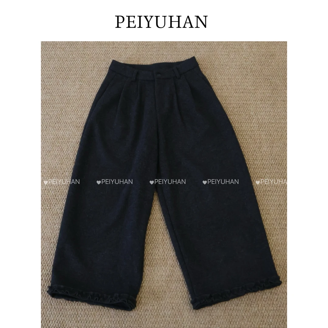 PEIERNA佩佩PE 【羊毛呢子裤】花边休闲裤 K11815 6106207秋冬百搭