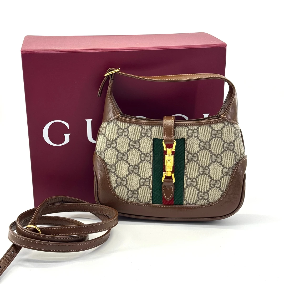 99新 GUCCI/古驰 Jackie1961 mini老花半月包单肩斜挎包