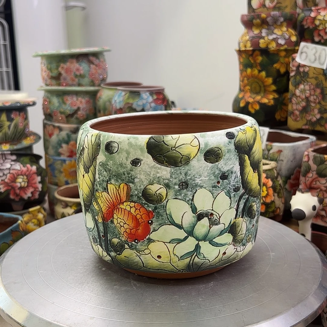 景德镇炫彩手绘景德镇陶瓷花盆