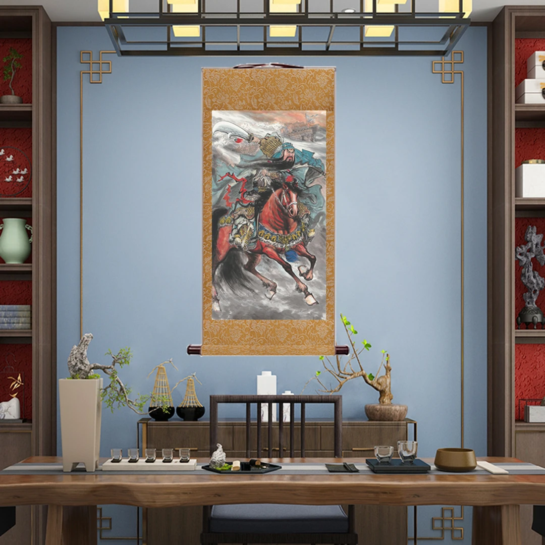 A《关帝圣君》竖幅国画书房茶室玄关中式挂画