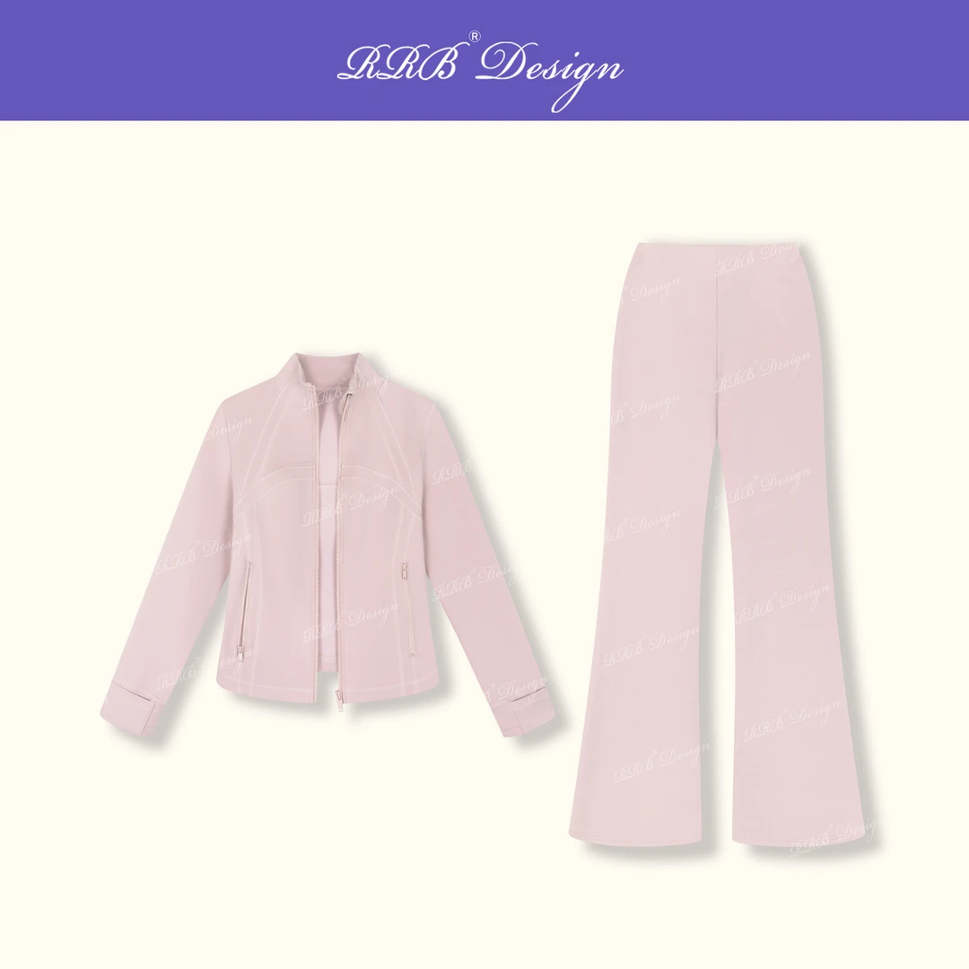 RRB Design 「fit check」莱赛尔棉专机塑形外套+微喇裤显瘦两件套