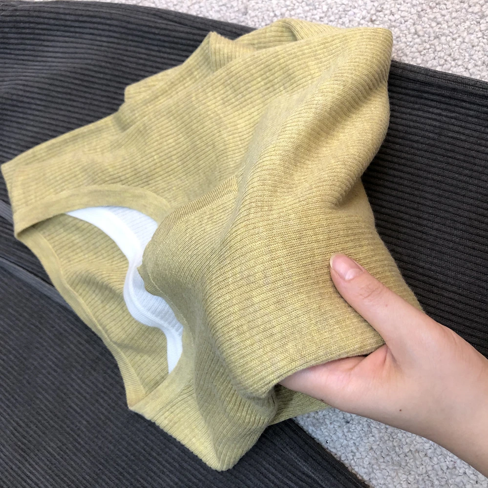 【茉莉黄假两件】绵羊毛小个子假两件针织衫女秋冬圆领内搭打底上衣