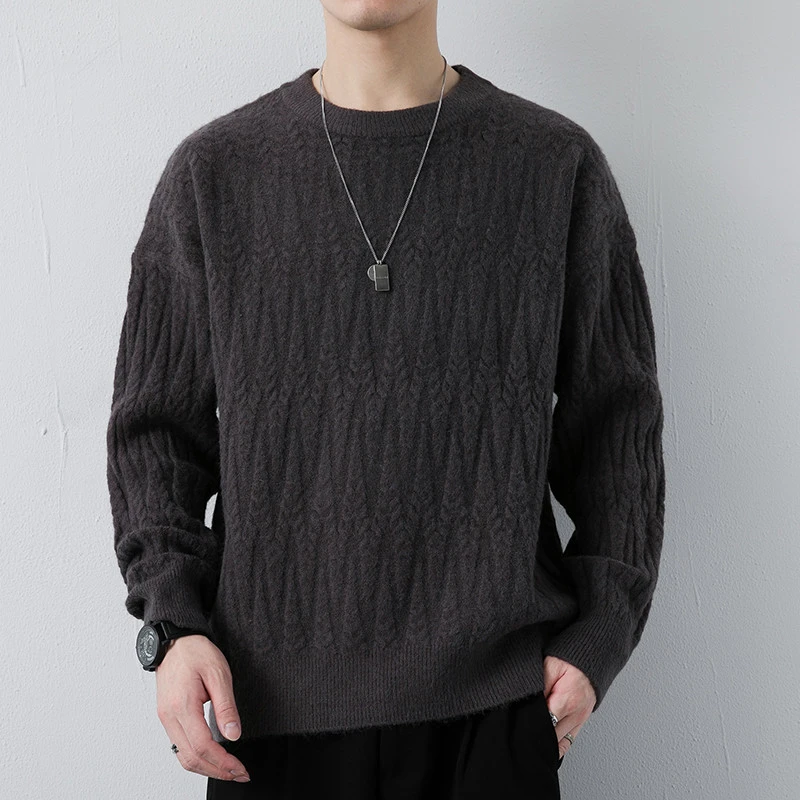 男士毛衣圆领秋冬2025新款纯色休闲针织衫内搭潮牌打底线衣羊毛衫