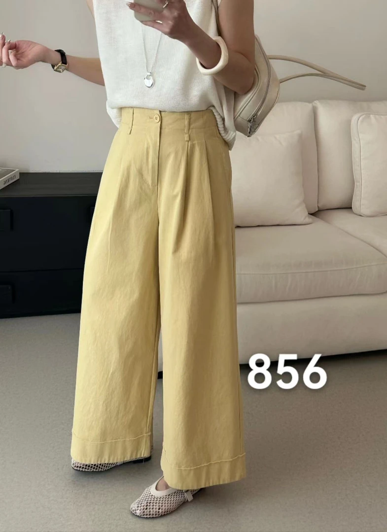 邹先森856-28夏季休闲高腰显瘦阔腿裤韩版小个子宽松垂感