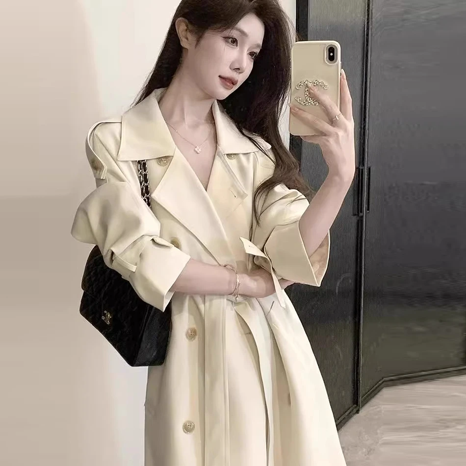 2025春秋中长款时尚英伦风衣女网红高级感小个子质感西装外套潮
