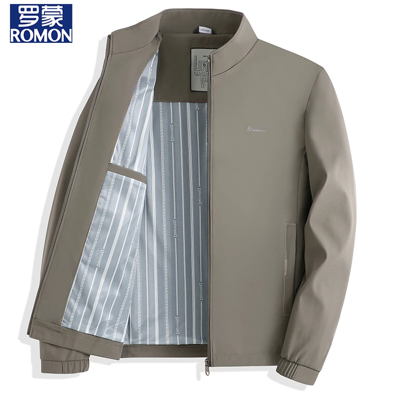 罗蒙立领外套男春季新款上衣品牌中年爸爸男装男士夹克卫衣潮