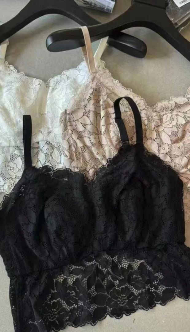 JING时尚背心250013拼蕾丝吊带肤感连体三角杯美背女士性感内搭