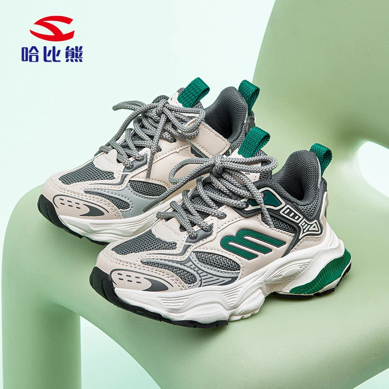 哈比熊男童防滑软底童鞋女童轻便网面百搭运动减震跑步女童运动鞋