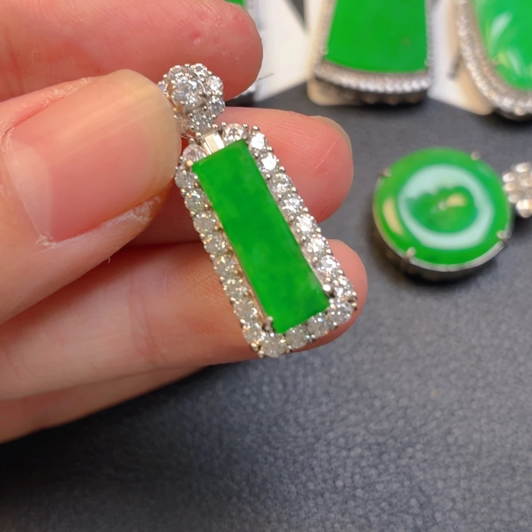 翡翠银S925镶嵌吊坠(不含链)