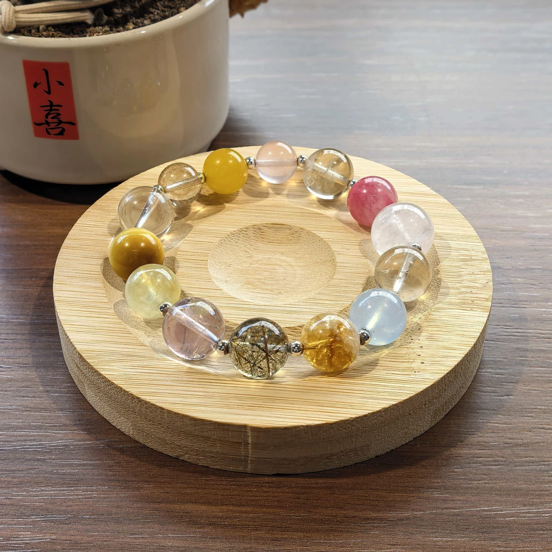 【五DIY行】XI金XI水纯天然多宝水晶手串送礼物送女友 多样性发其一