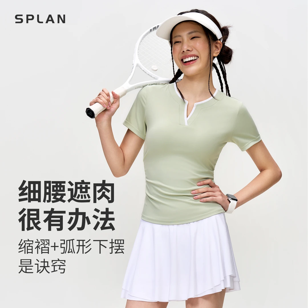 SPLAN-S+ 显瘦休闲修身遮肉短袖运动T恤春夏25987