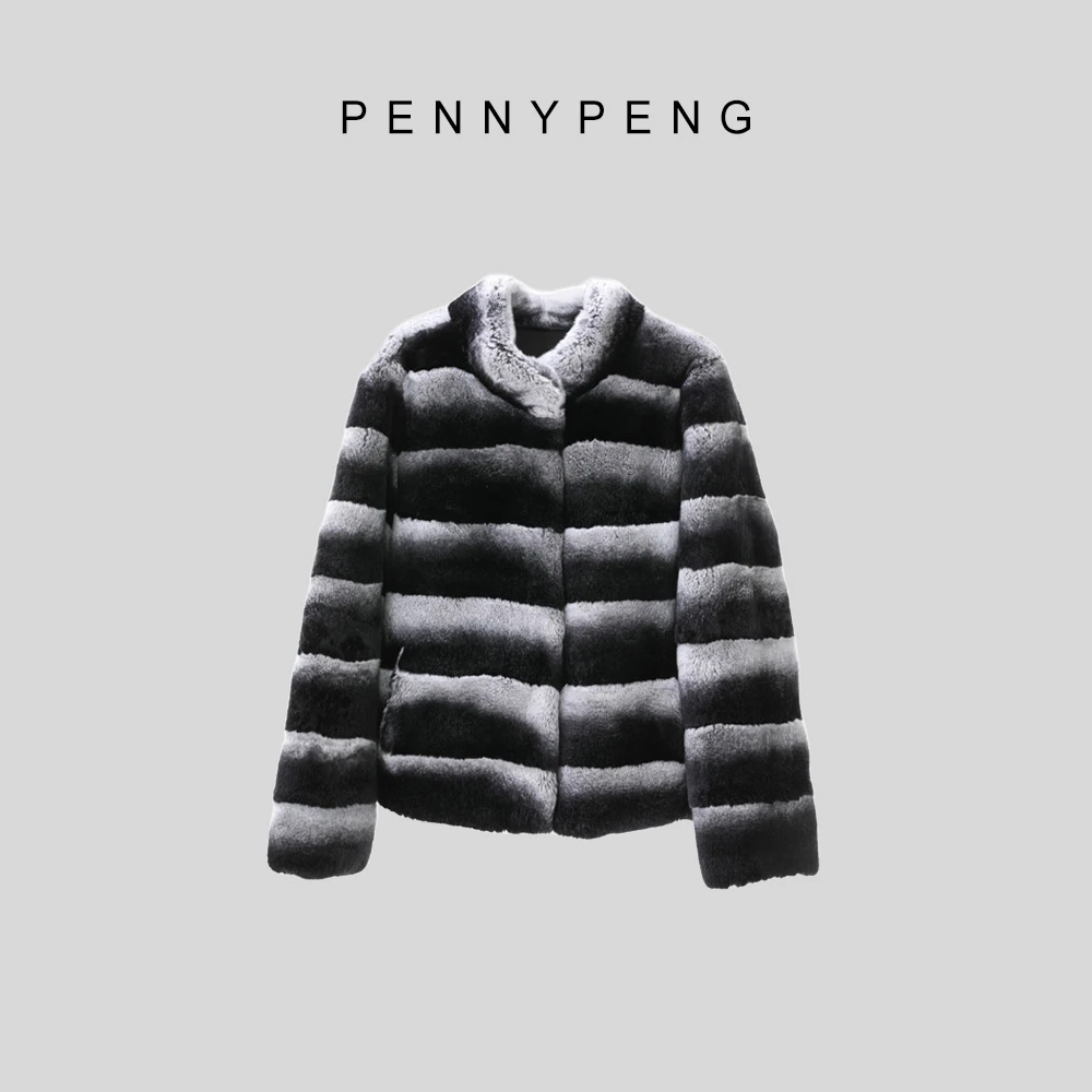 PENNYPENG雾漫暖冬【现货】黑灰色显瘦气质减龄百搭兔毛短款外套