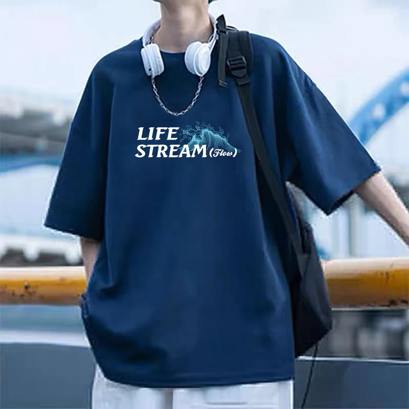 潮牌纯棉短袖男t恤男女同款夏装重磅宽松大码上衣服学生休闲半袖
