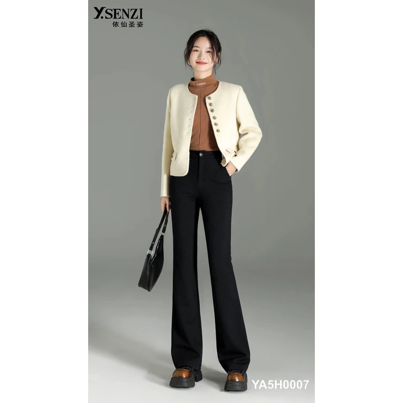 依仙圣姿微喇休闲长裤女后腰松紧腰加绒加厚羊绒超保暖和YA5H0007