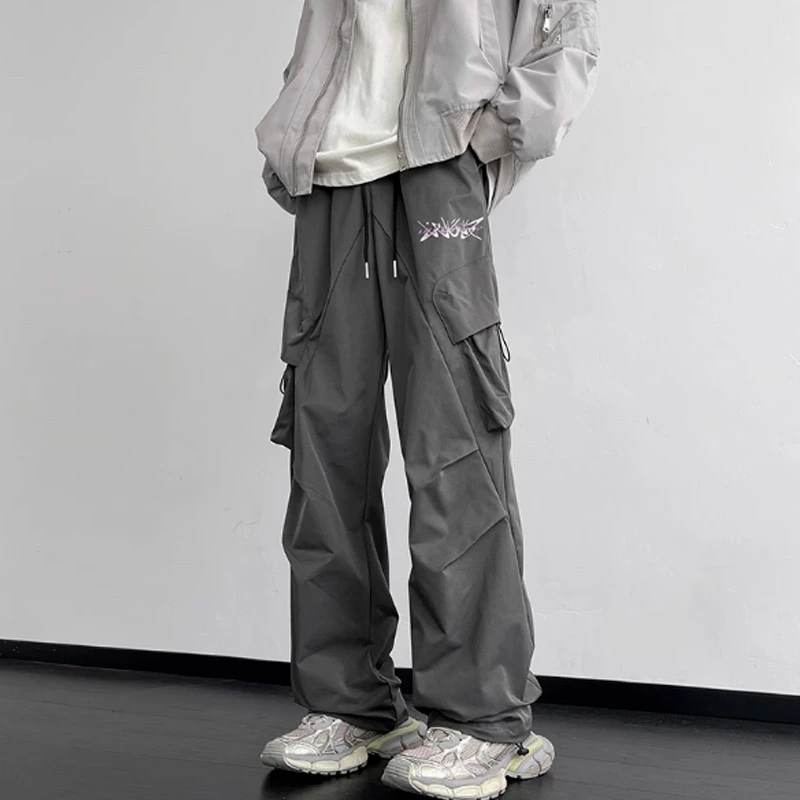 美式伞兵工装裤男款春秋季2025新款潮牌宽松大码阔腿裤休闲运动裤