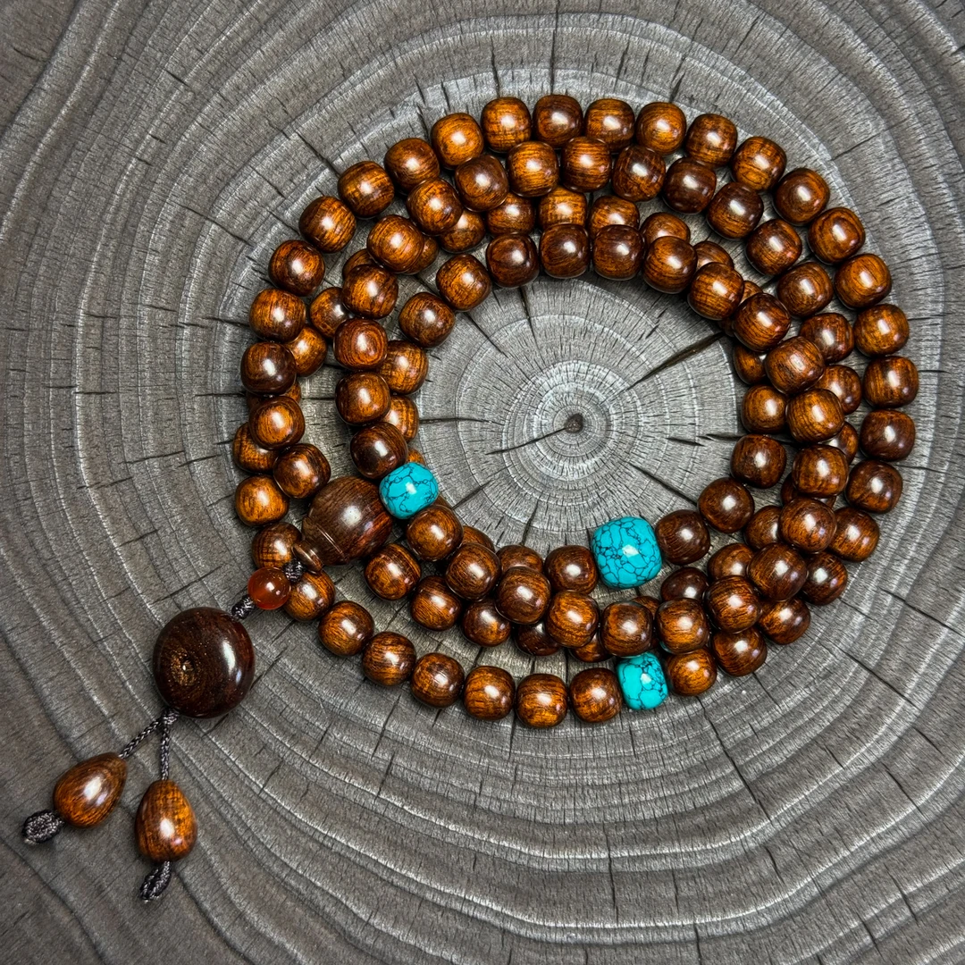 H7262海南黄花梨老料8x108老型珠手链手串挂链