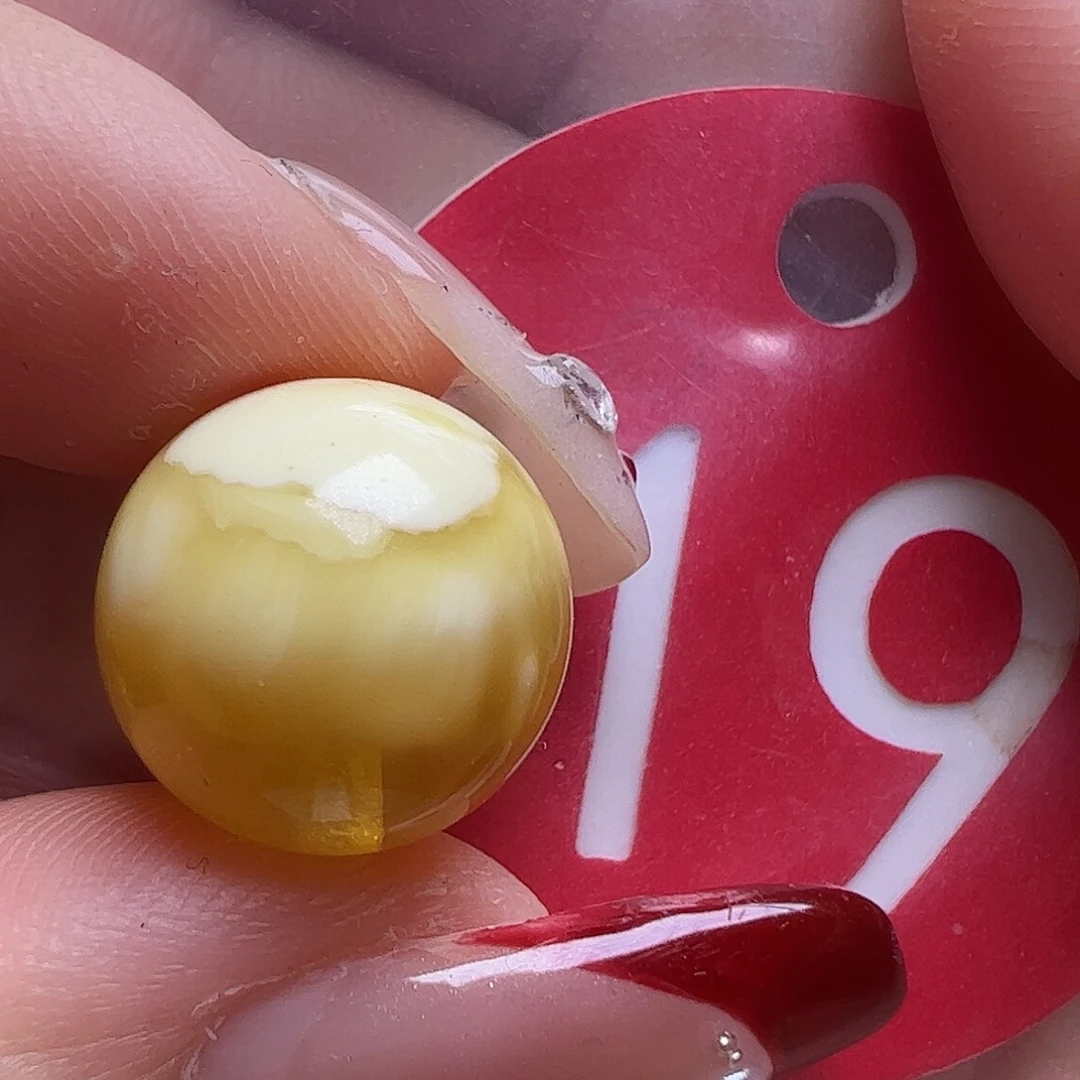 蜜蜡未镶嵌珠宝奇石微瑕13.3mm金瓷白圆珠